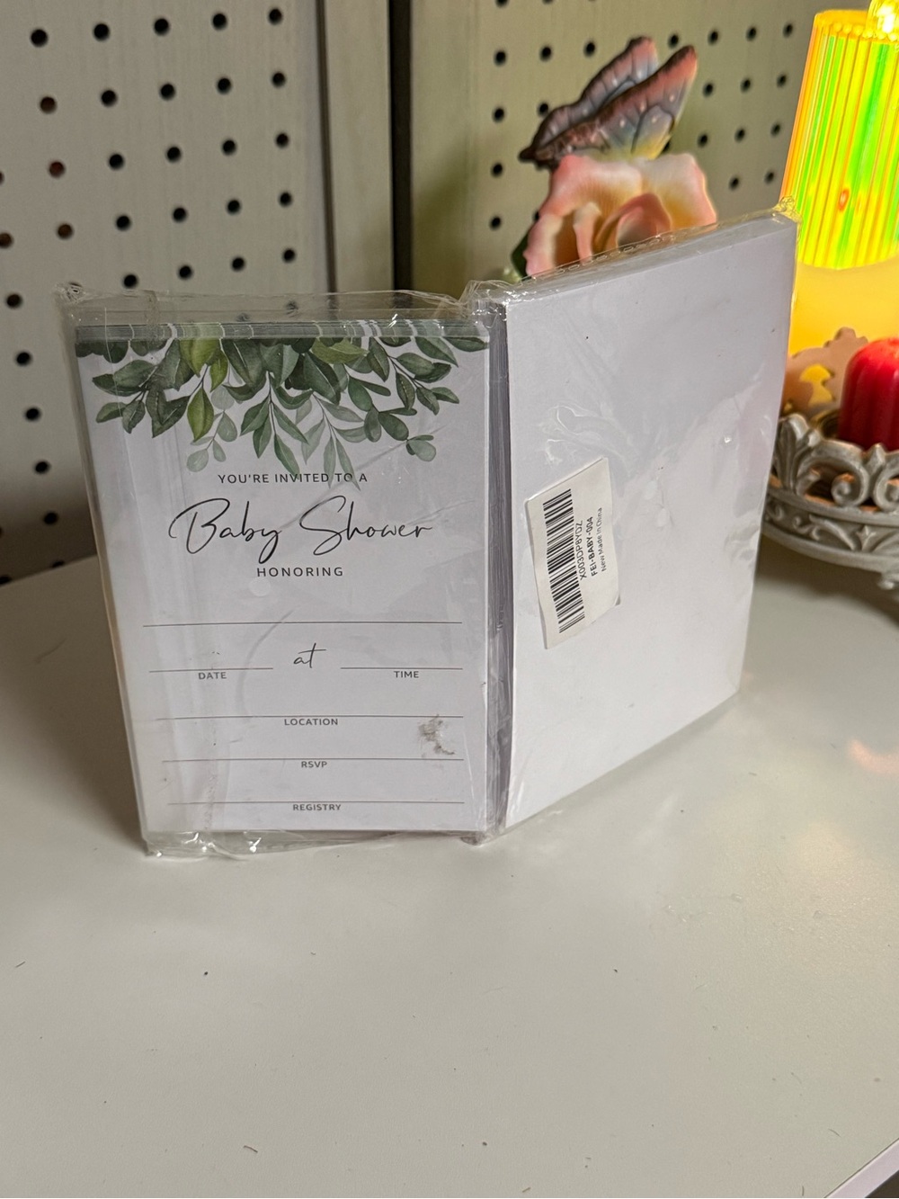 Baby Shower Invitation Cards with Green Leaf Design 24 set